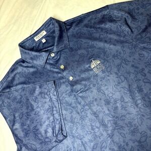 Peter Millar Summer Comfort Ross Bridge Blue Floral Paisley Golf Polo Mens XL